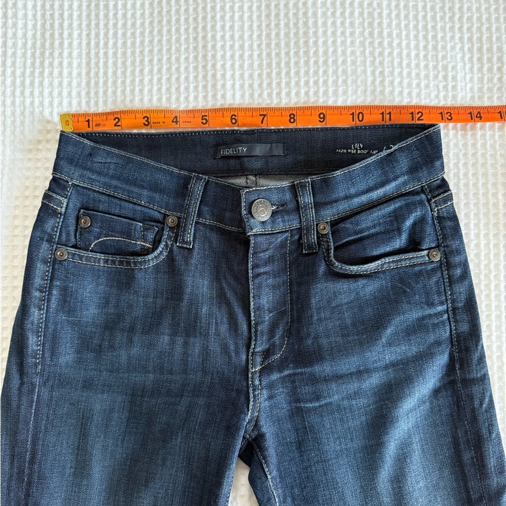 Fidelity High Rise Lily Bootcut Jeans Dark Blue Wash Denim W size 24 - Picture 3 of 7
